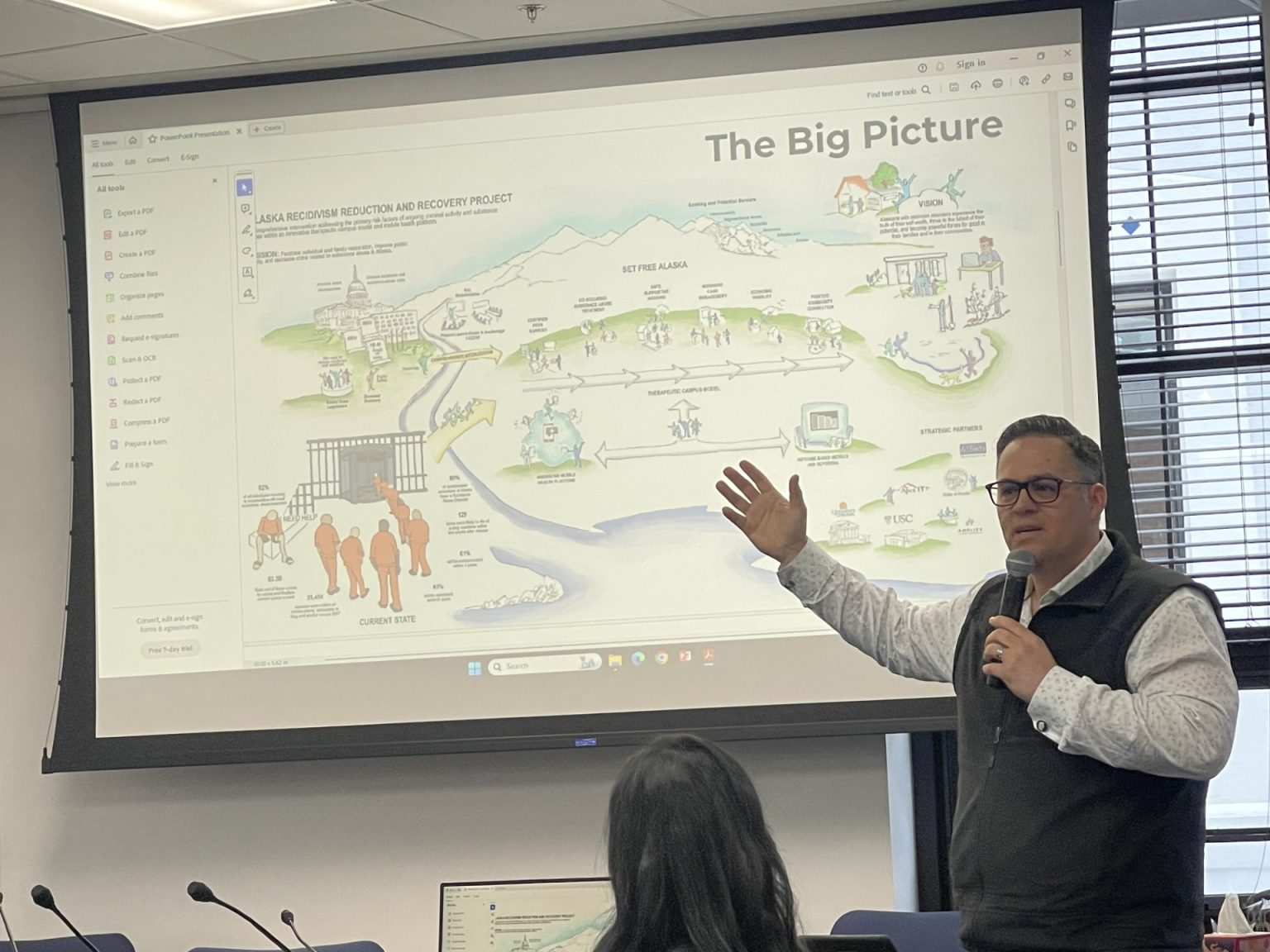 Philip Licht presenting Set Free Alaska's recovery strategy to a boardroom